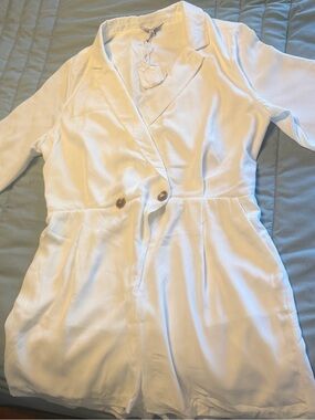 Naked Zebra White Tailored Blazer Romper